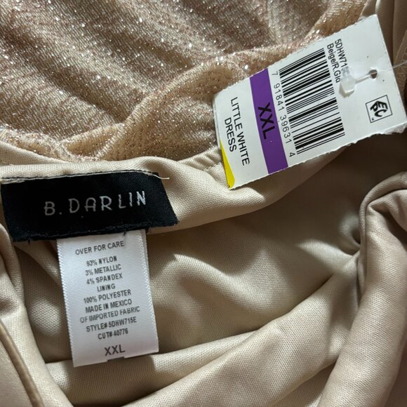 B. Darlin Womens Juniors Metallic Beige Gold Mini Bodycon Dress XXL - Picture 3 of 7